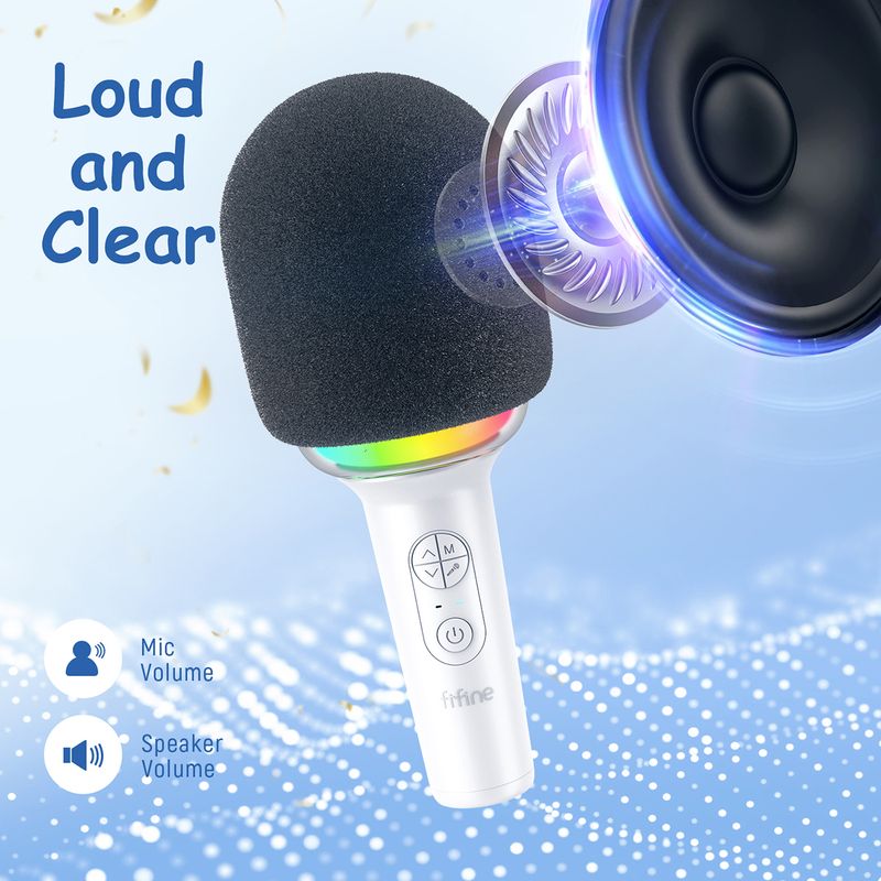FIFINE Karaoke Wireless Bluetooth-compatible Handheld Mic with Built-in Speaker,Portable Singing Microphone for Party_voghion.com