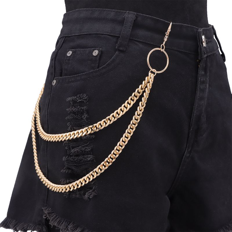 Accessori di vendita caldi, catena di metallo a doppio strato alla moda e alla moda, accessori per abbigliamento in denim versatili e semplici_voghion.com