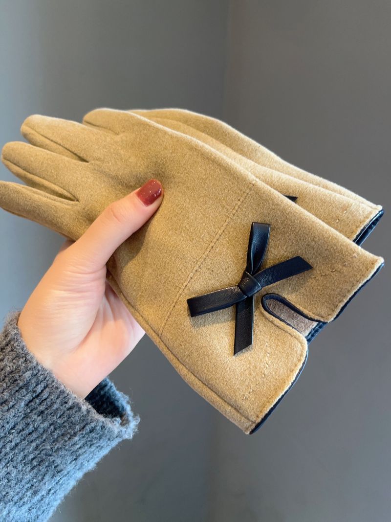 Guanti invernali da donna con touch screen, per guida e ciclismo, in pile spesso per isolamento dal freddo e calore, versione coreana_voghion.com