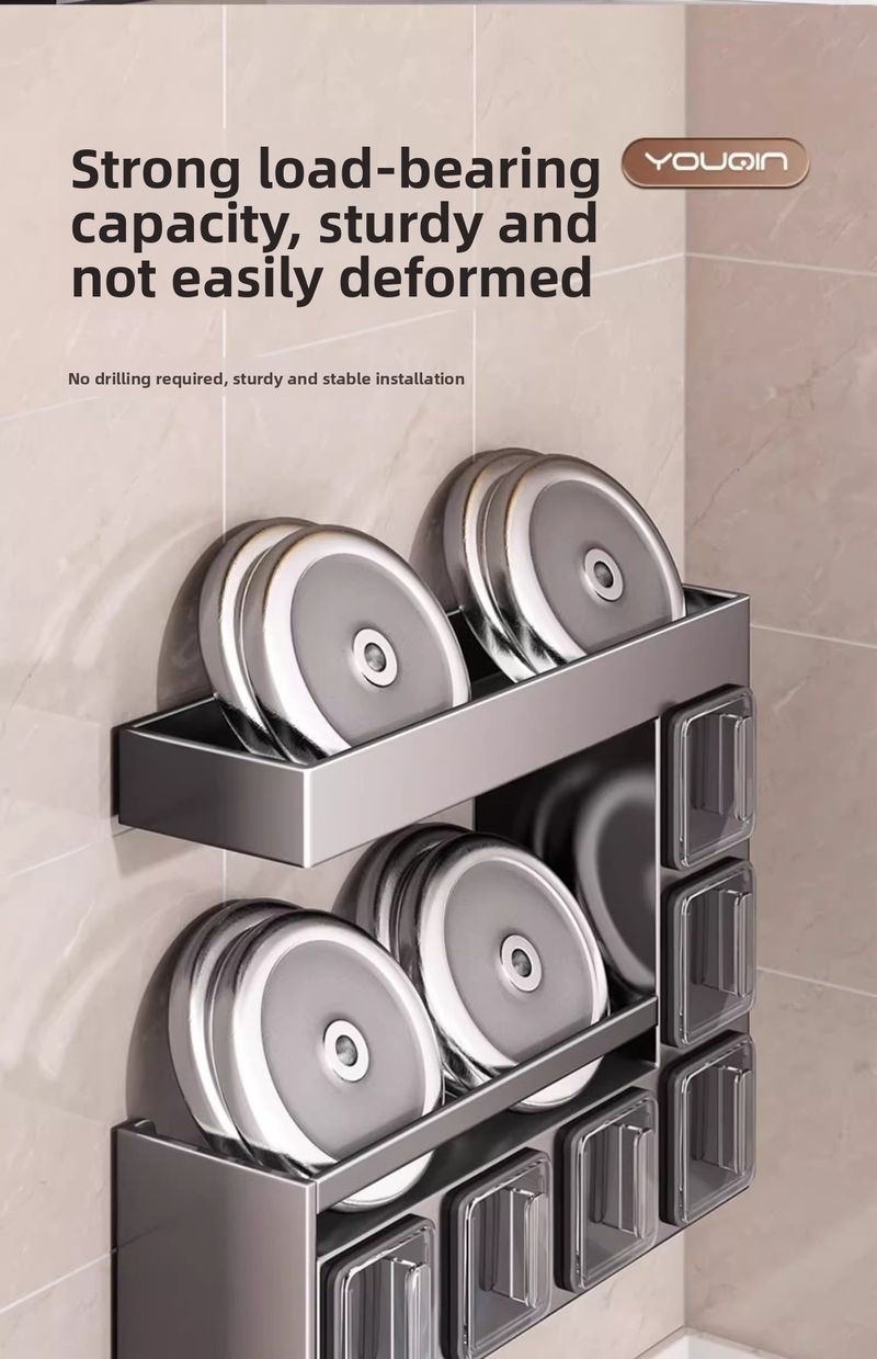Kitchen Spice Household Multifunctional Seasoning Storage Rack No-Drill Wall-Mounted Multi-Layer Shelf_voghion.com