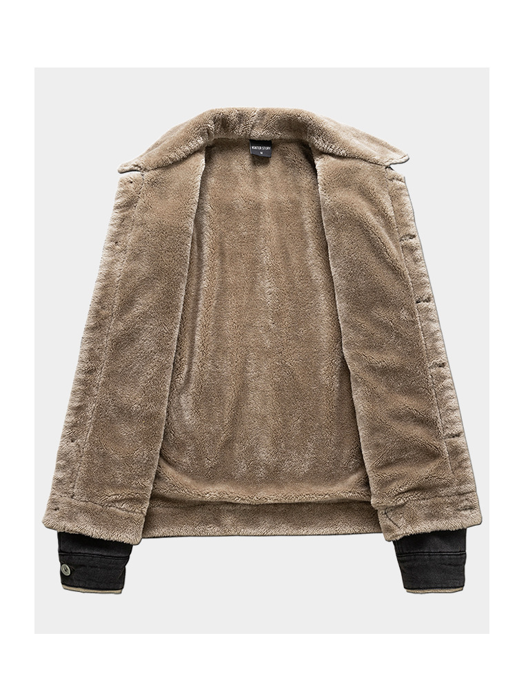 Veste en denim pour hommes, automne et hiver, peluche décontractée, tendance de la mode pour hommes_voghion.com