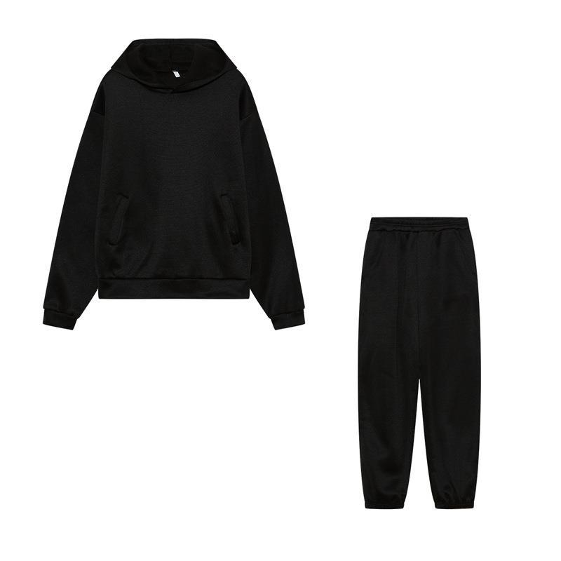 Abbigliamento da donna moda casual felpa a maniche lunghe ispessita e pantaloni tuta a due pezzi_voghion.com
