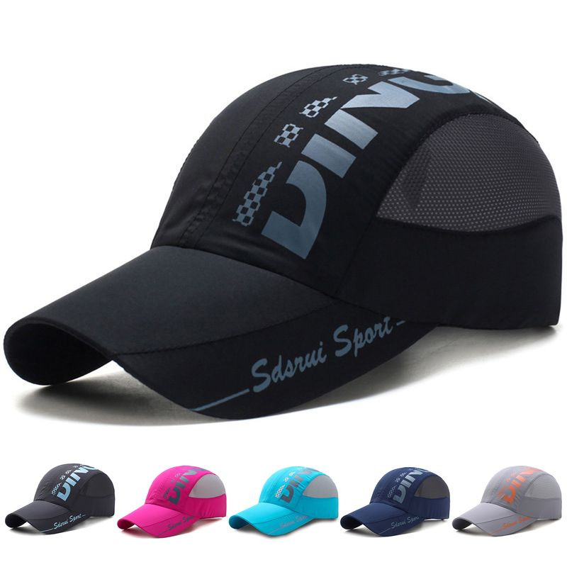 XinWq Summer Letter Print Extended Brim Adjustable Baseball Men Women Sports Running Sunscreen Visor Mesh Patcowork Sun_voghion.com