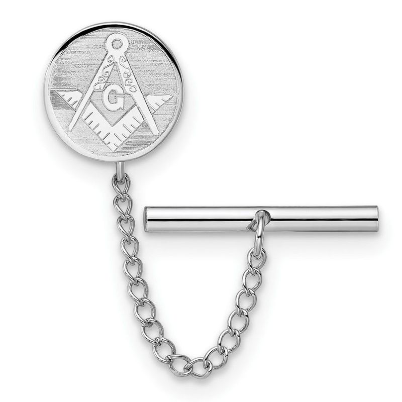 Kelly Waters Rhodium-plated Masonic Tie Tac With Safety Chain_voghion.com