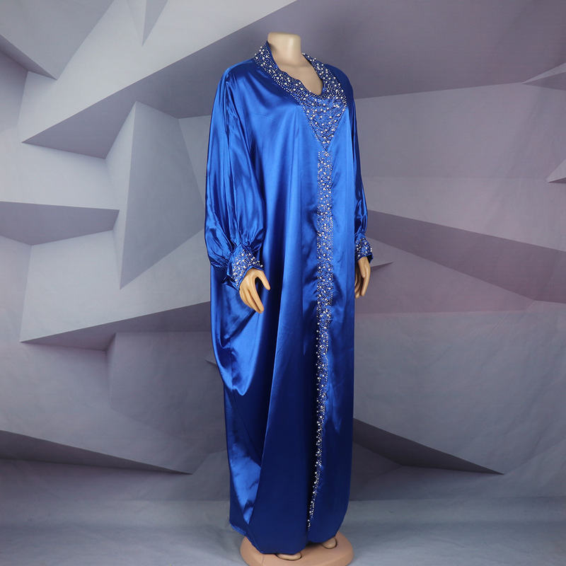 Dametøj plus size kjole rayon flagermusærmer plus size morgenkåbe varme rhinsten og kanonperler afrikansk tøj_voghion.com