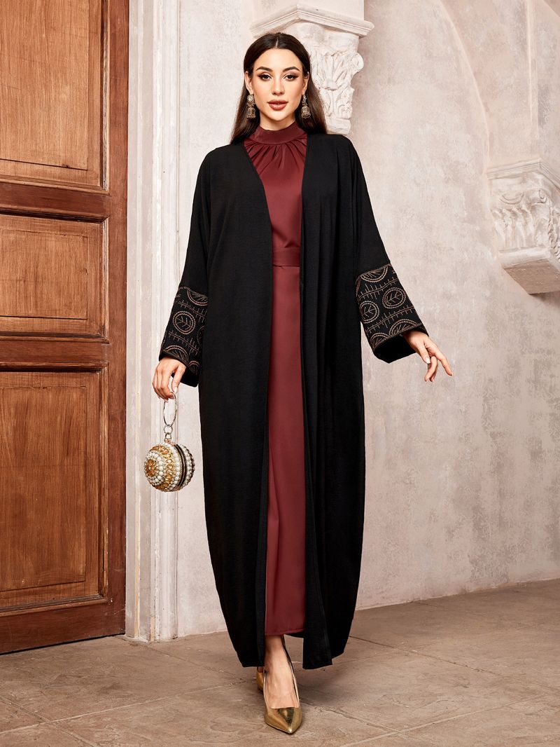 Női ruházat Új közel-keleti muszlim divat temperamentum elegáns hímzett kardigán Dubai arab köntös denevér ujjú abaya_voghion.com