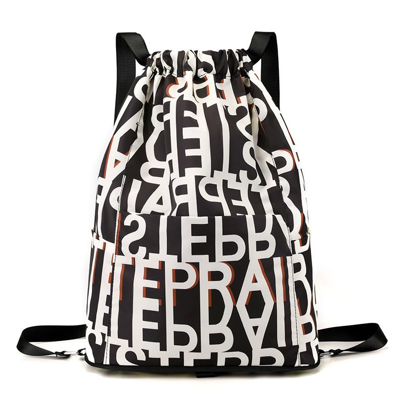 Women's Print, Lightweight Drawstring, Foldable Storage Sports Gym Bag, Drawstring Pocket,_voghion.com