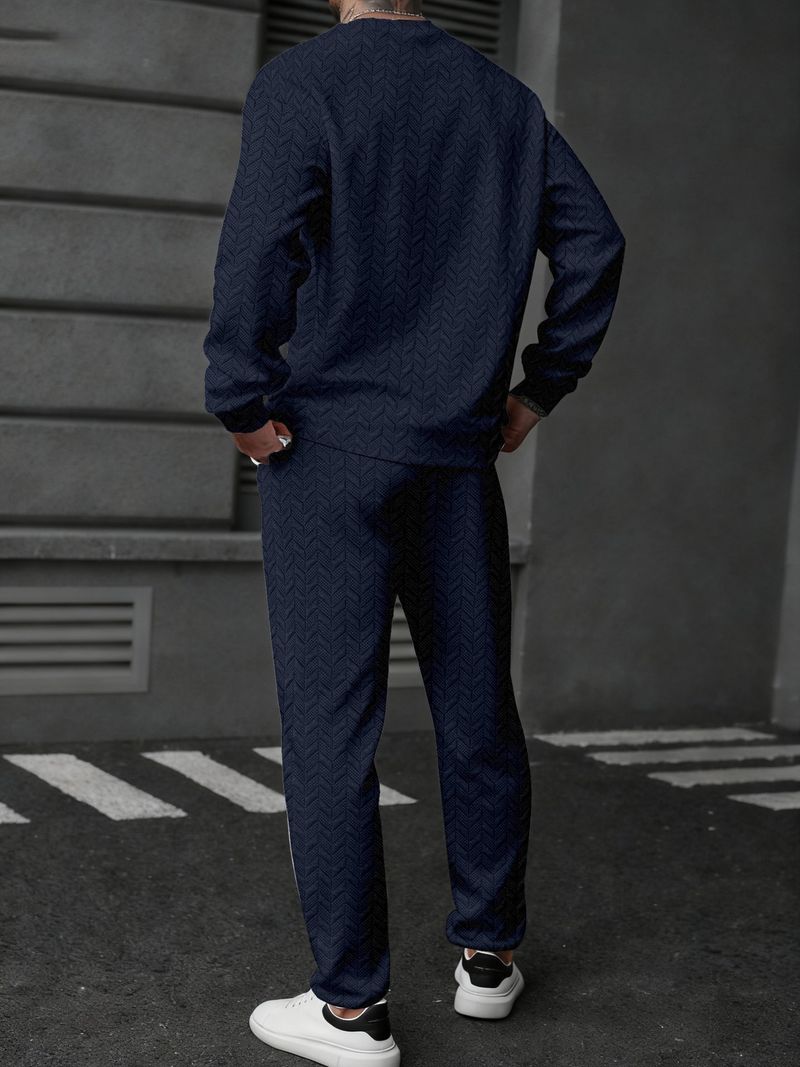 Completo polo e pantaloni a righe color grano da uomo – Completo sportivo a maniche lunghe per look casual e sportivi_voghion.com