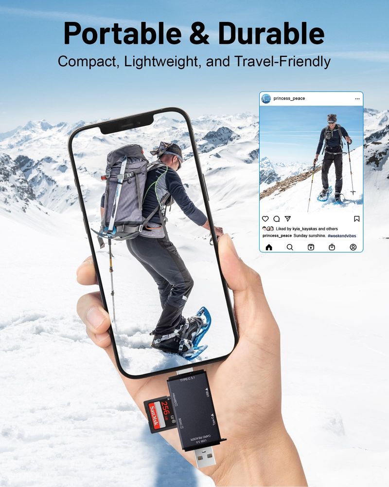 Atzeste 4-in-1 SD Card Reader, USB-C & USB 3.0, Reads/writes SD/microSD, Works With IPhone 15/16, MacBook, PC." (149 Chars)_voghion.com
