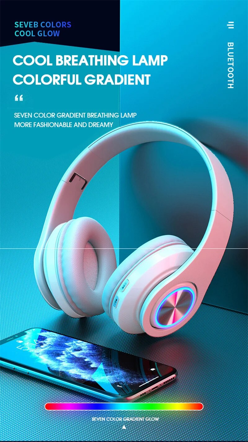Ασύρματο ακουστικό Bluetooth Πτυσσόμενα ακουστικά HiFi Stereo ακουστικά με υποστήριξη μικροφώνου Κάρτα SD FM για Xiaomi Iphone_voghion.com
