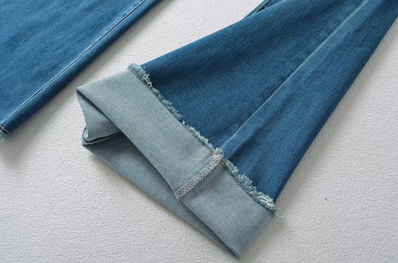 Women’s Clothing Ins Hot Girl Style Raw Edge Slim Embroidery Low Waist Flared Jeans Autumn New Slim Jeans_voghion.com