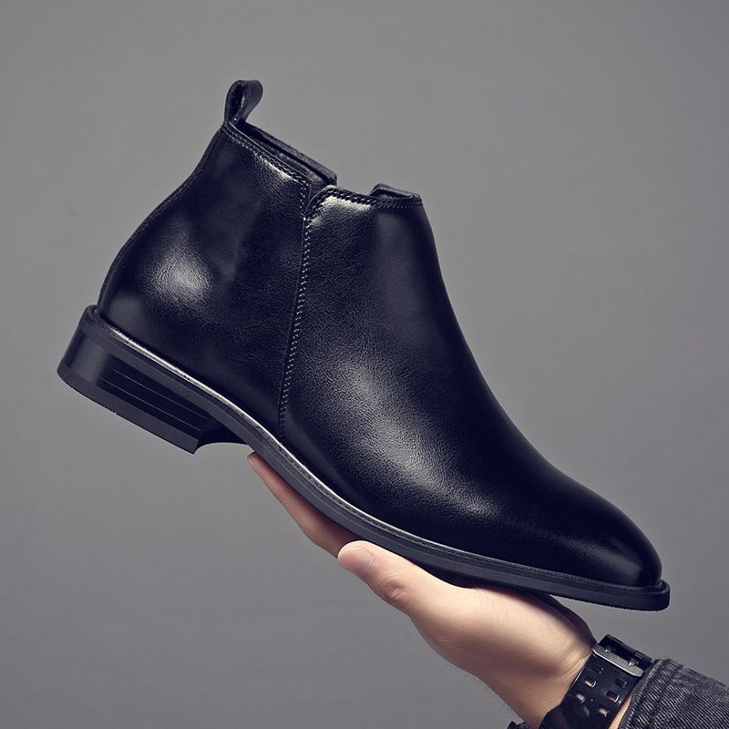 TerraStride Neue echte spitze Zehenpartie, einzelne hohe Lederschuhe im britischen Stil, Herrenstiefel, niedriger Schnitt_voghion.com