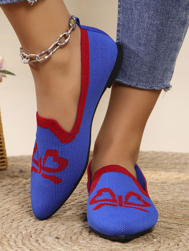 Große Größe für Damen, trendige spitze, flache Öffnung, niedriger Absatz, fliegengewebtes Mesh, atmungsaktive Damen-Einzelschuhe_voghion.com