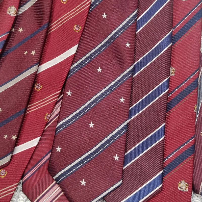 Wine Red No-Knot Tie Collection Striped JK Academy Style Unisex Student Uniform Shirt Photography_voghion.com