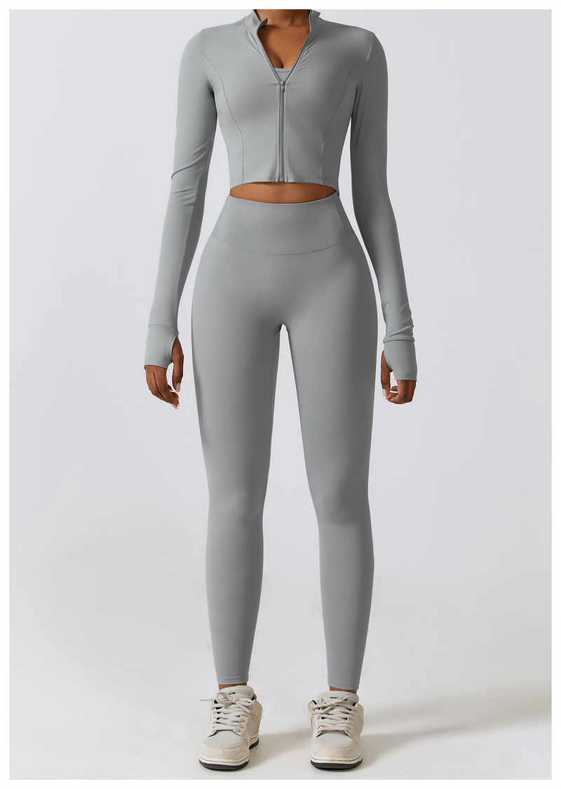 Îmbrăcăminte pentru femei haine strânse pentru yoga, costum sport, cu uscare rapidă, pentru slăbire, set din trei piese_voghion.com