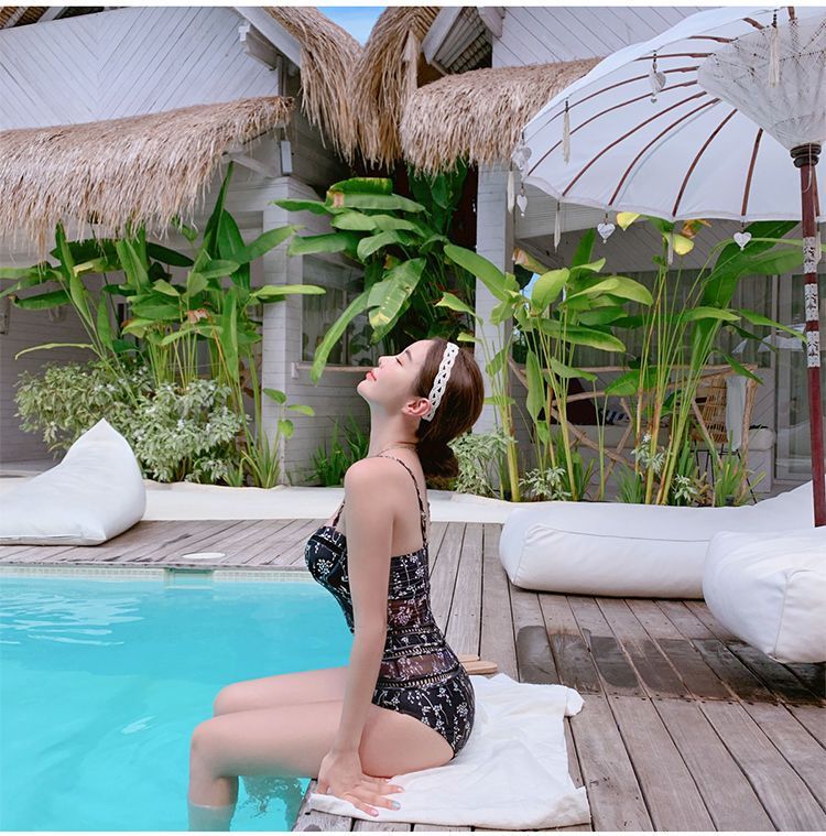 Maillot de bain une pièce à armatures, style coréen, bikini sexy et transparent, en maille patchwork, pour les vacances_voghion.com