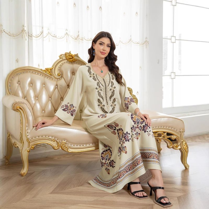SW0801 Abito da donna musulmana Abaya stampato e ricamato Dubai Abaya_voghion.com