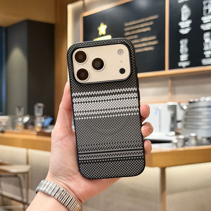 Collezione TechGlobe compatibile con la serie 17, custodia magnetica antiurto in fibra di carbonio Kevlar per iPhone 17PM_voghion.com