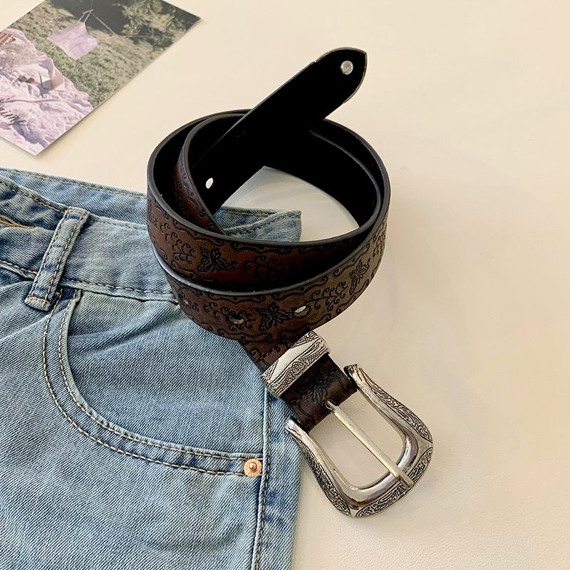 American Retro Print Spice Girl Style Belt Girl Spring And Summer 2025 New Casual Versatile Belt Decoration With Skirt_voghion.com