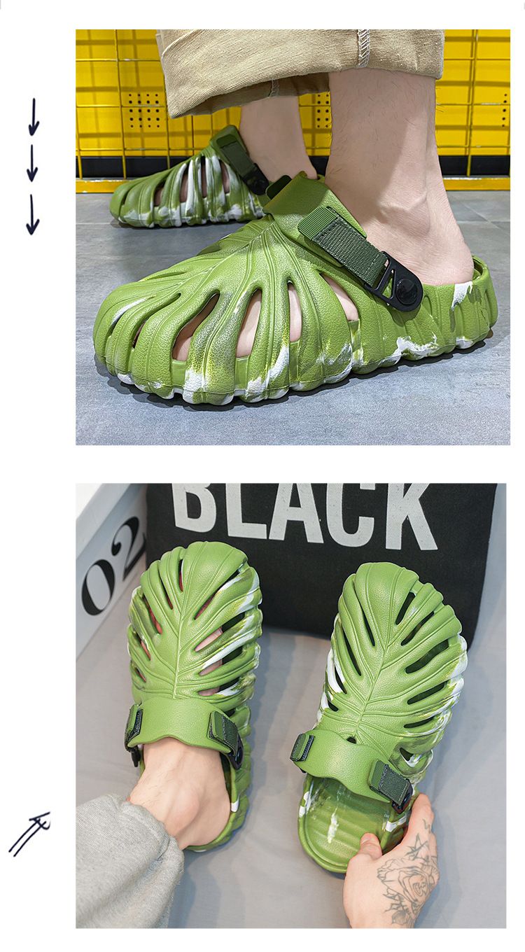 Scarpe da uomo con buchi, coppia di sandali da casa, da indossare all'aperto, suola morbida, traspiranti, leggere, da spiaggia, per uomo_voghion.com