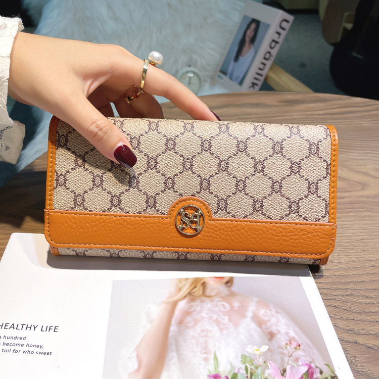 Geldbörse Brieftasche Clutch Mode Damen Geldbörse Damen lange Damen Geldscheinklammer zweifach gefaltete Multi-Kartentasche Damen Geldbörse_voghion.com