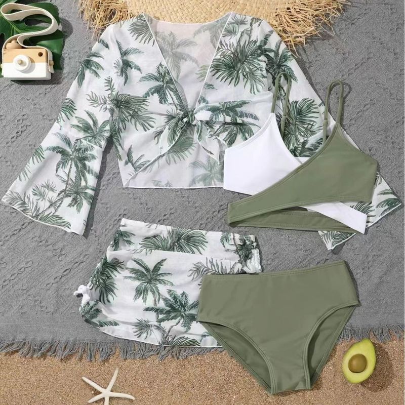 Maillot de bain bikini taille haute 4 pièces New Style pour grands enfants_voghion.com