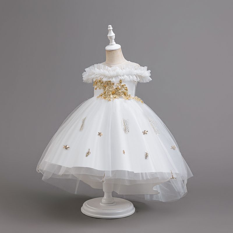 Kinderkleding Meisjes Strapless Trouwjurk Verjaardag Feest Prestaties Sleepjurk Kinderjurk_voghion.com