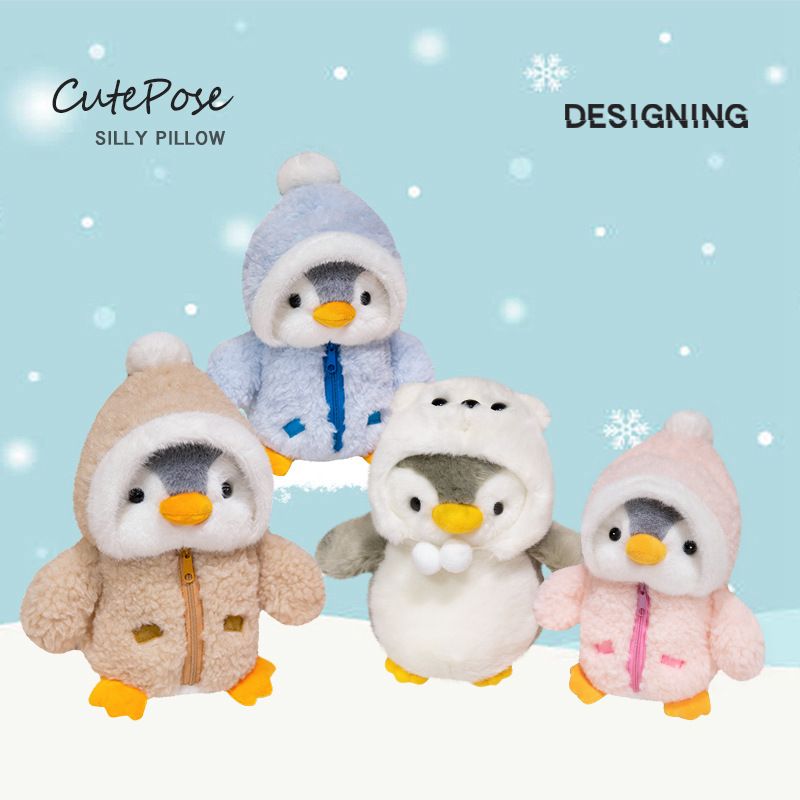 Cute cross dressing penguin plush toy, children's companion doll, sleeping pillow, birthday gift, claw machine doll_voghion.com