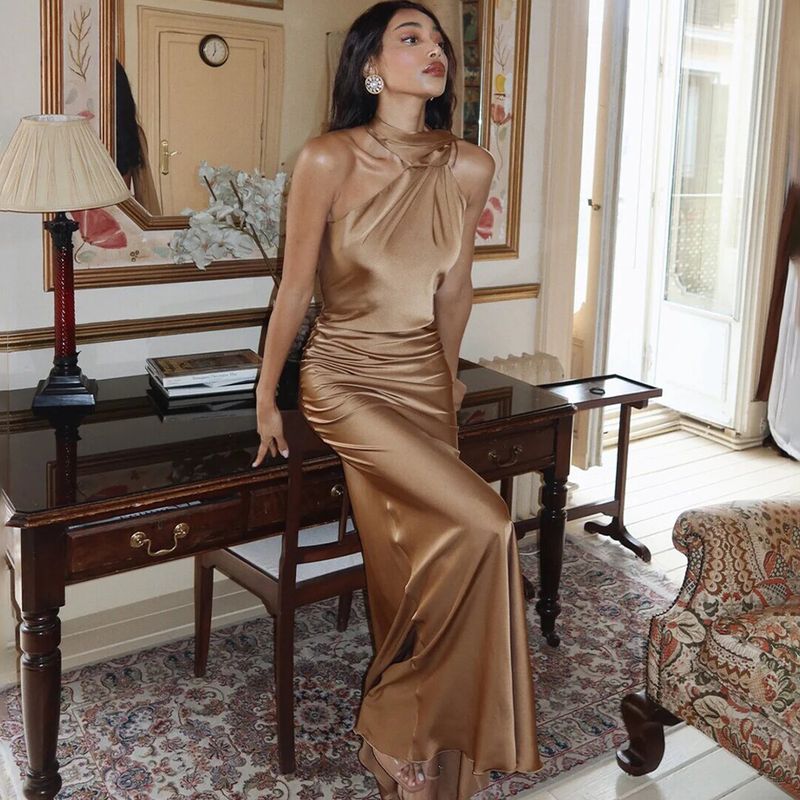 Trendy Open-Back Maxi Dress With Flowing Sash – Sexy High-Waist Bodycon Dress (Rose/White/Blue/Yellow/Black/Burgundy/Brown/Khaki/Purple/Red/Teal)_voghion.com