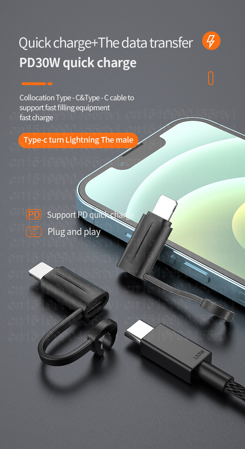 Adaptador de iluminación PD27W, carga rápida, adaptador de datos macho a tipo C hembra de 8 pines para iPhone 14, 13 Pro, USB tipo C_voghion.com