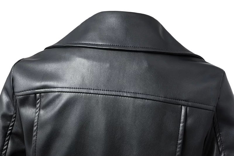 Chaquetas de piel sintética negras para mujer, abrigo básico con cremallera y cuello vuelto, chaqueta de motociclista, color negro, 4 colores, novedad de 2023_voghion.com
