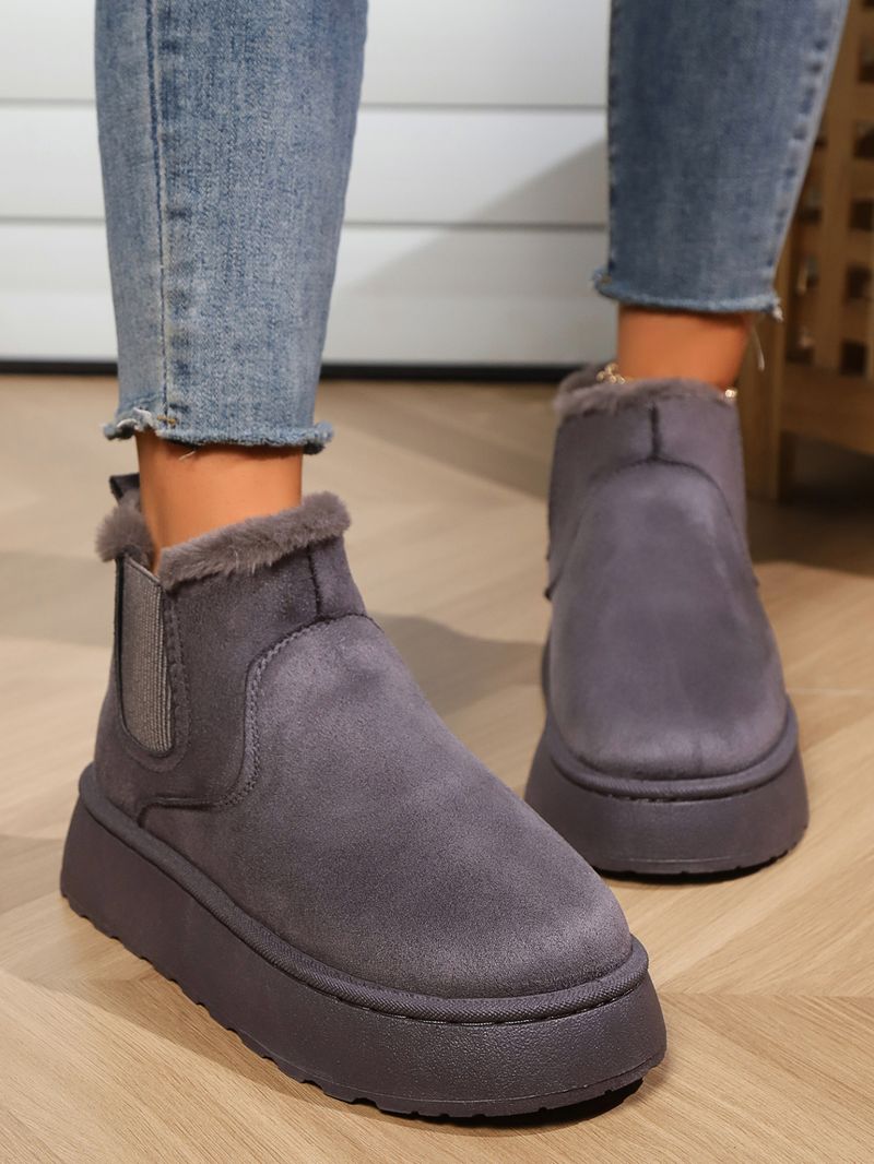 Hótaposó női téli meleg nagy méretű pamut cipő női cipők 2024 új egyszínű rugalmas szalaggal vastag talpú rövid hordós pamut csizma_voghion.com