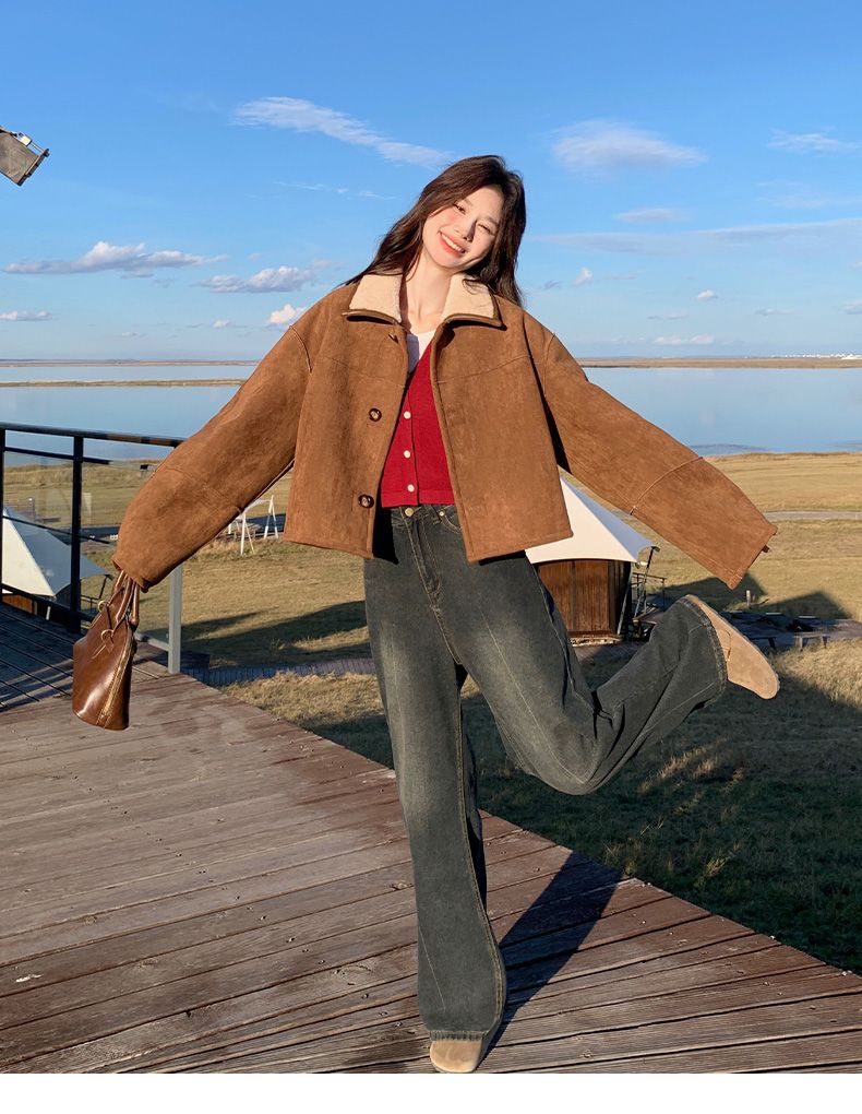 Reversible Sheepskin Coat Women, Spring And Autumn 2025 New Thickened Short Suede Jacket For Early Winter_voghion.com