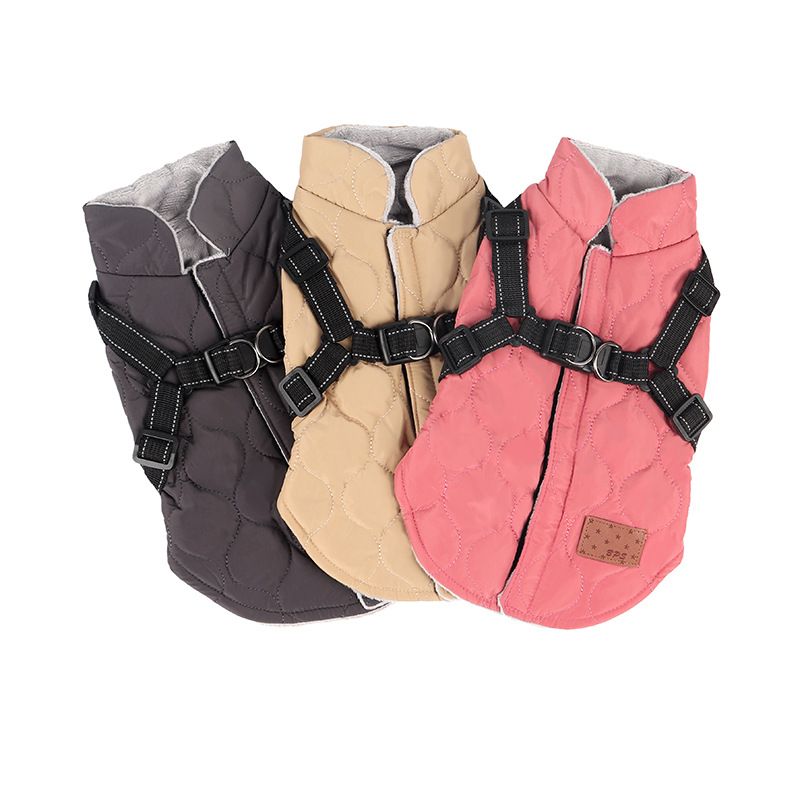 Nouveaux vêtements pour animaux de compagnie automne et hiver, manteau en coton épais, gilet de traction pour petit chien de deux pieds_voghion.com