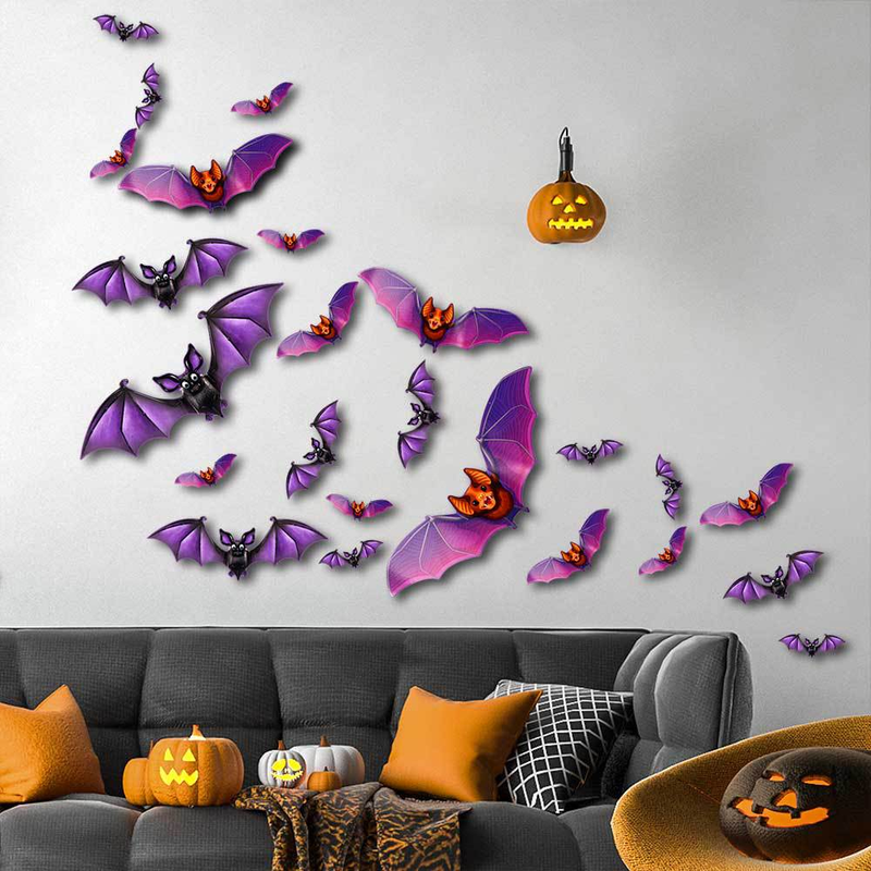 3D Helovīna PET Bat Ghost BOO sienas uzlīme Logu garāžas dekorēšanai liela sienas uzlīme_voghion.com