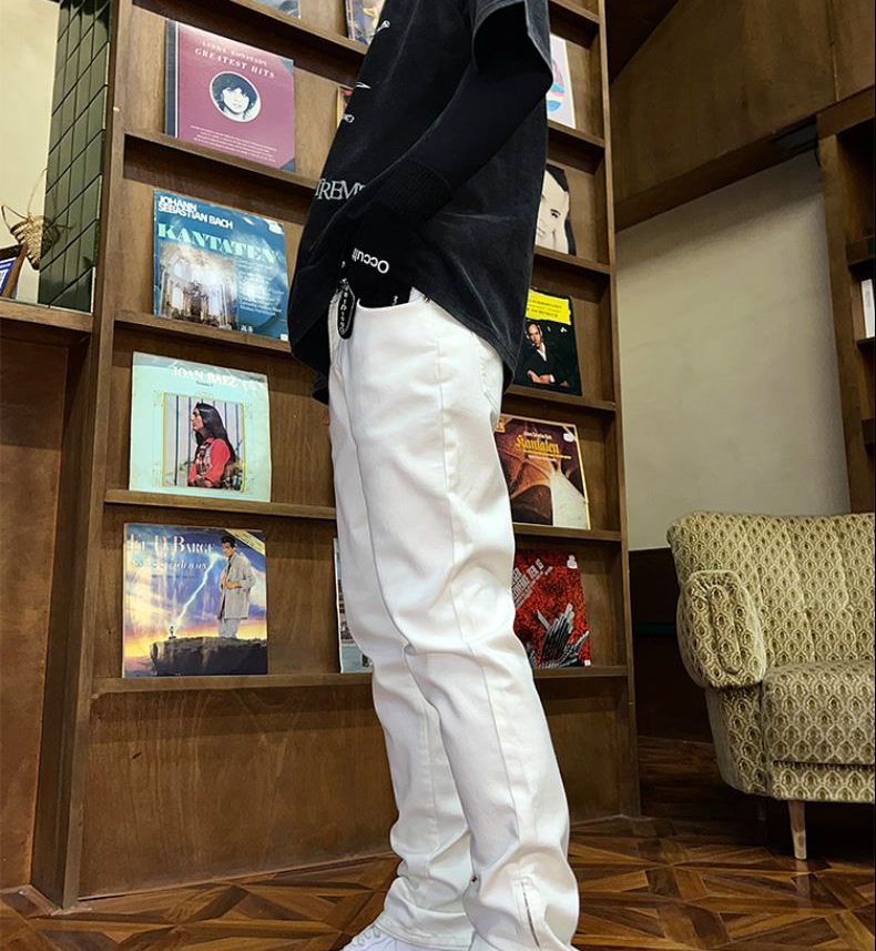 Spring American Street Trendy Brand Versatile Slim-fitting Straight-leg Pants With Adjustable Split-ended Zipper Jeans For Men_voghion.com