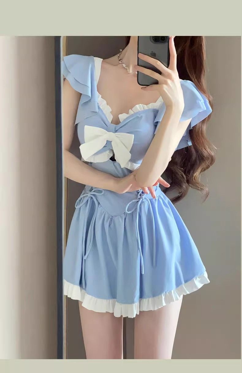 Maillot de bain une pièce pour femme, sensation haut de gamme, nouveau style de robe de princesse mignonne et douce pour l'été, conservateur, flatteur,_voghion.com