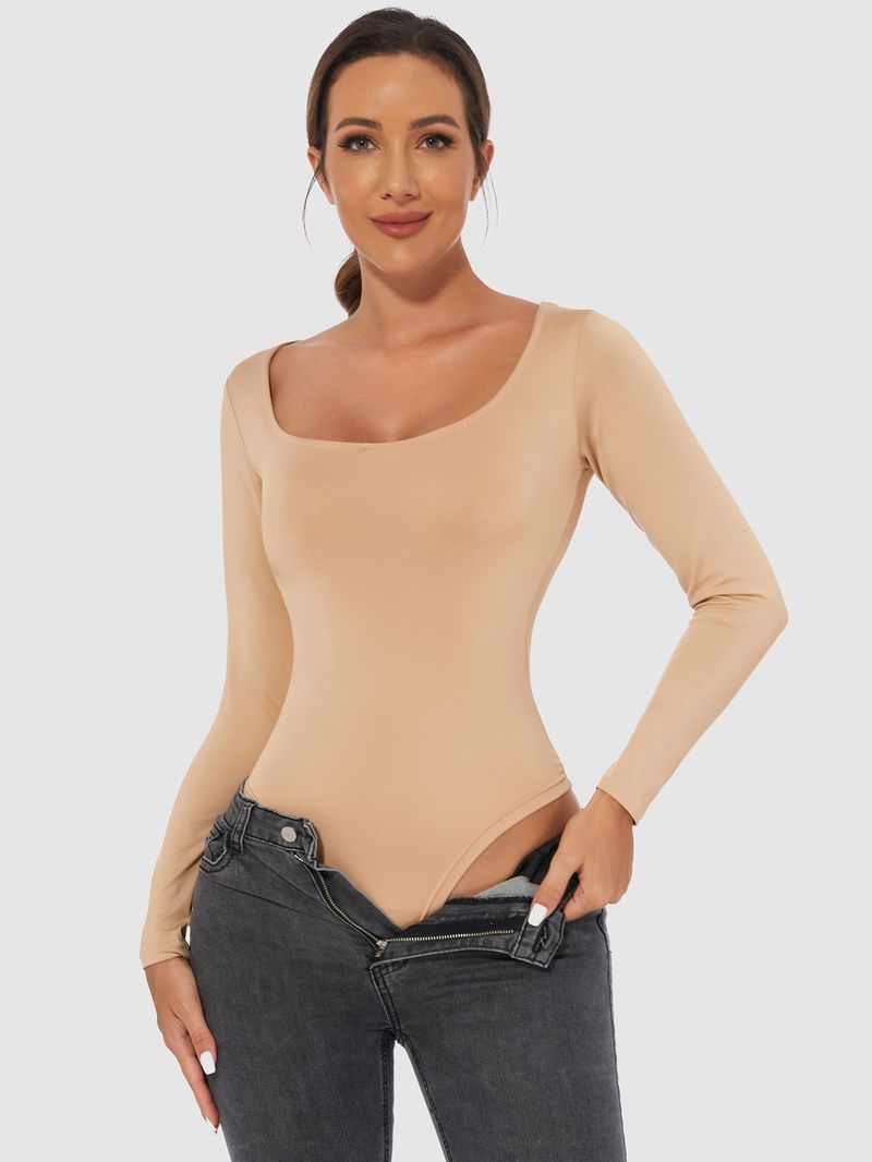 Maglietta a maniche lunghe con cerniera, vestibilità aderente, tinta unita, taglie forti, tuta da donna, comoda e traspirante._voghion.com