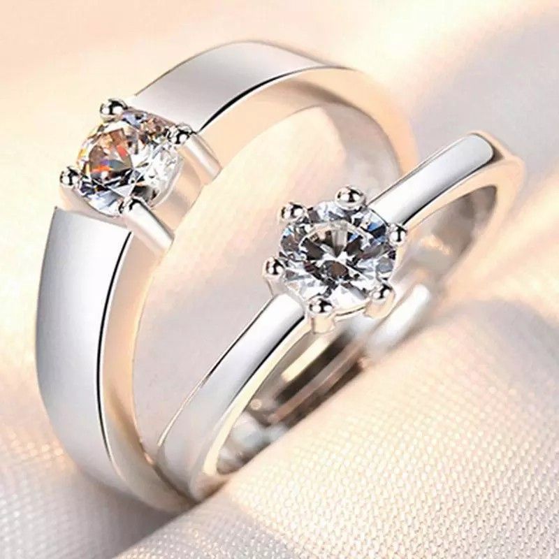 Paarring Weißgold Paarring Festivalschmuck Einfaches Valentinstags-Geburtstagsgeschenk_voghion.com