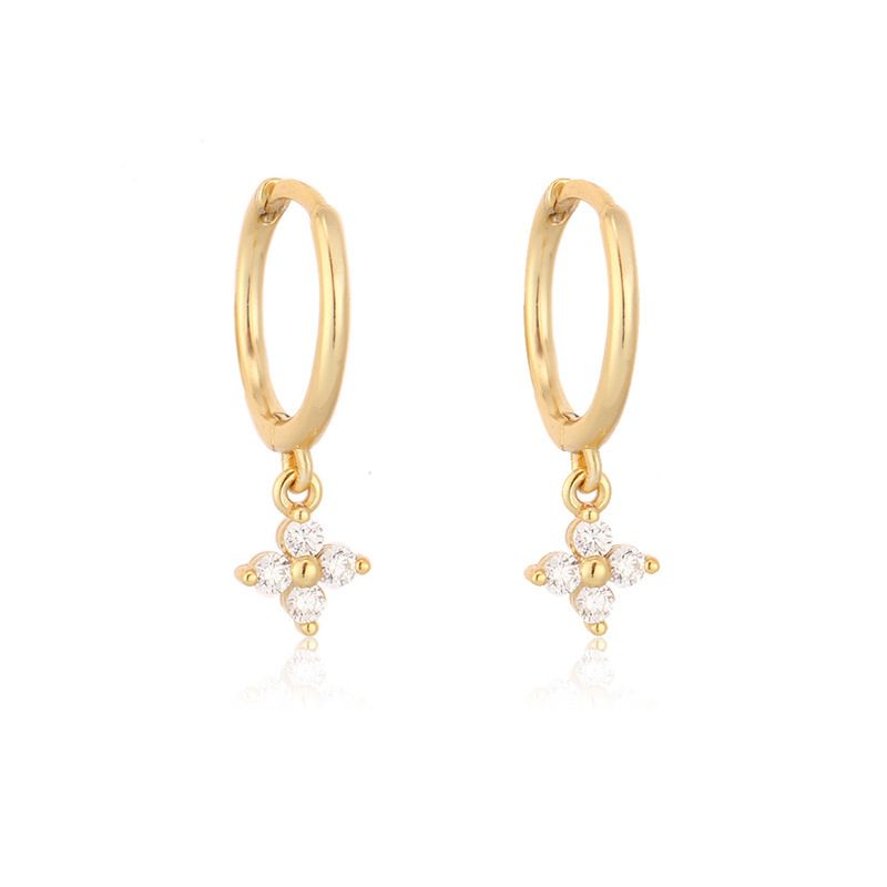 Geometric Floral Inlaid Diamond INS Trendy Elegant Ear Clips French Style Multicolor Zircon Earrings For Women_voghion.com