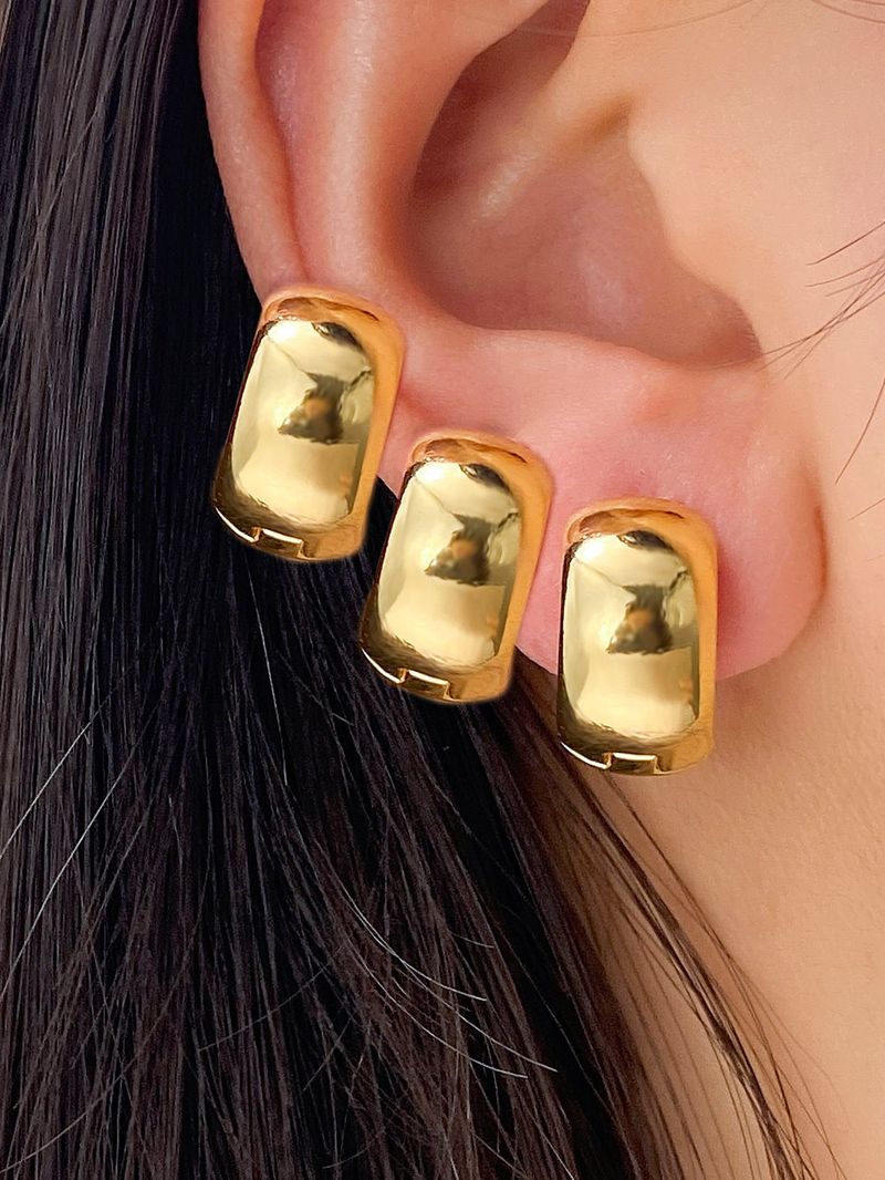 GEOMETRIC TRIO - Alloy Hoop Earrings Set (High-End Minimalist Jewelry, Retro Personality Design)_voghion.com