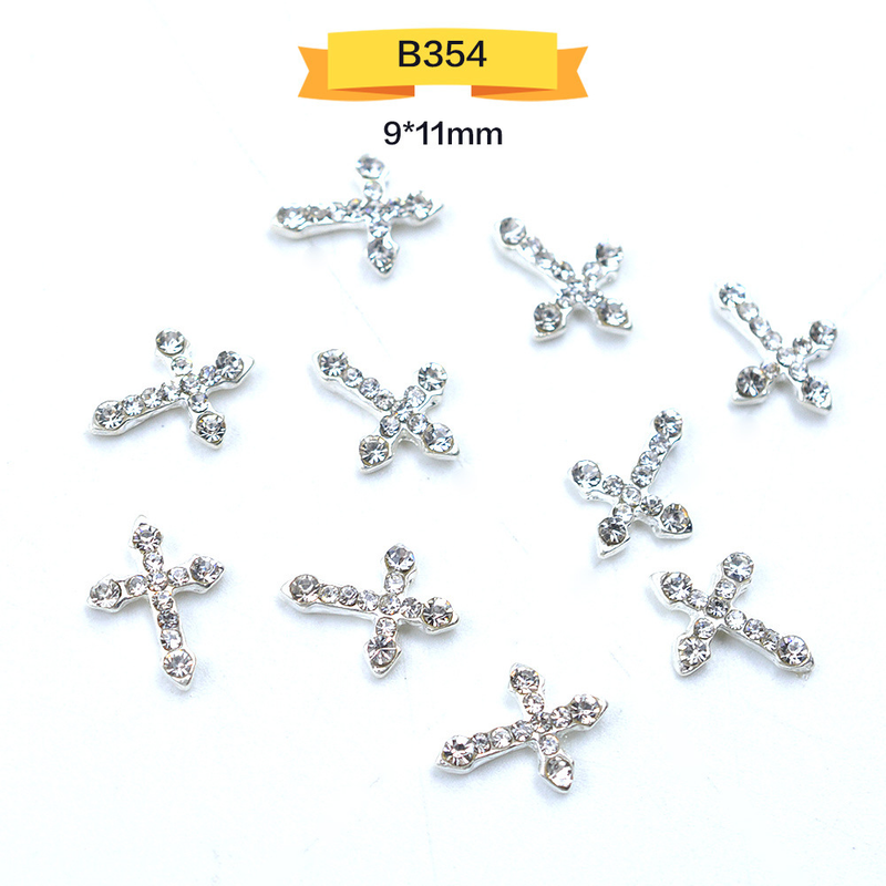 Rhinton 10 buc decorațiuni pentru unghii cu sclipici, formă de cruce, brelocuri 3D pentru unghii, cristale din aliaj, decorațiuni pentru unghii_voghion.com