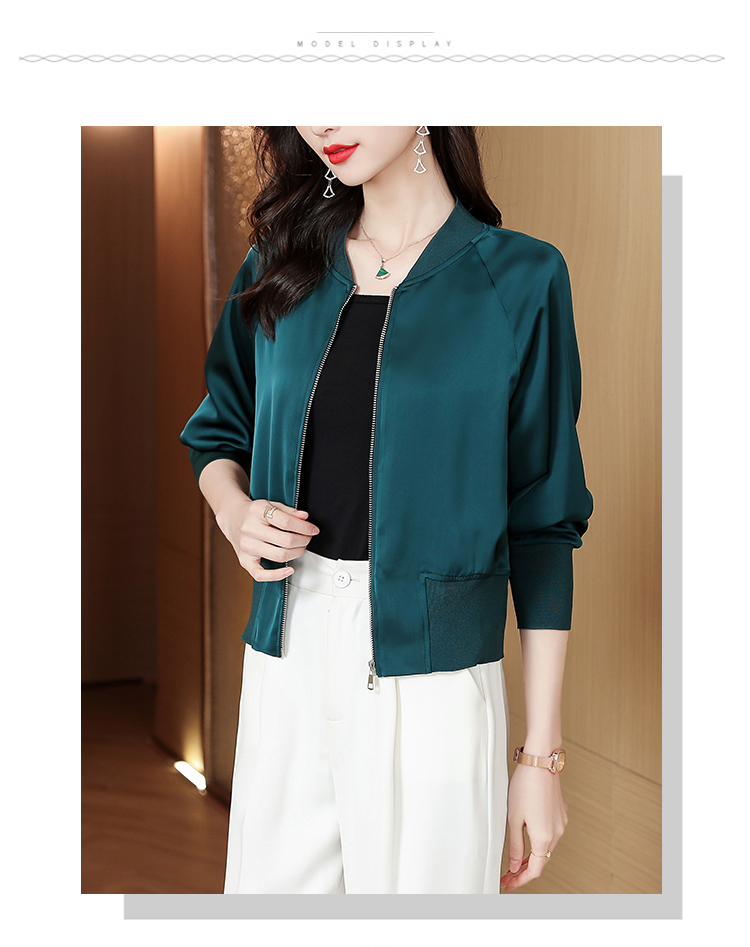 Mode Sommer Herbst Satin Jacke Frauen 2023 Langarm Neue Zipper Casual Elegante Lose Kurze Mantel Jacke Sonnencreme_voghion.com
