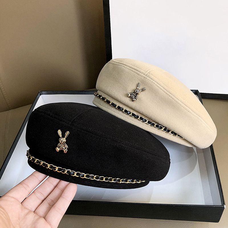 Gorąca sprzedaż kobiet królik beret styl dla francuskiego artysty ciepła zimowa czapka beanie jednolity kolor elegancka dama wszystkie dopasowane czapki malarza_voghion.com