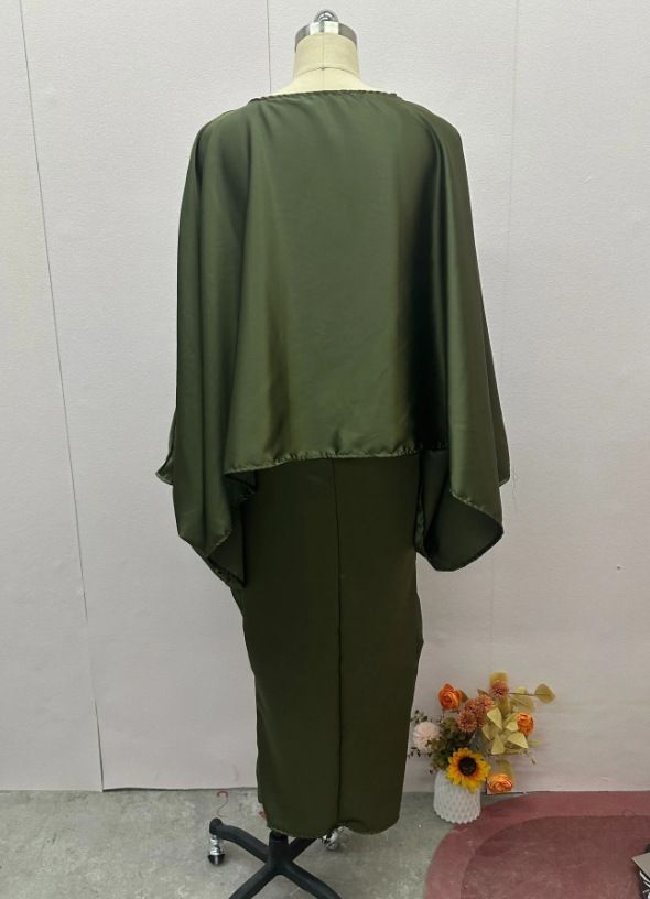 Women's Clothing simple bat sleeve tie waist slim solid color dress for women_voghion.com