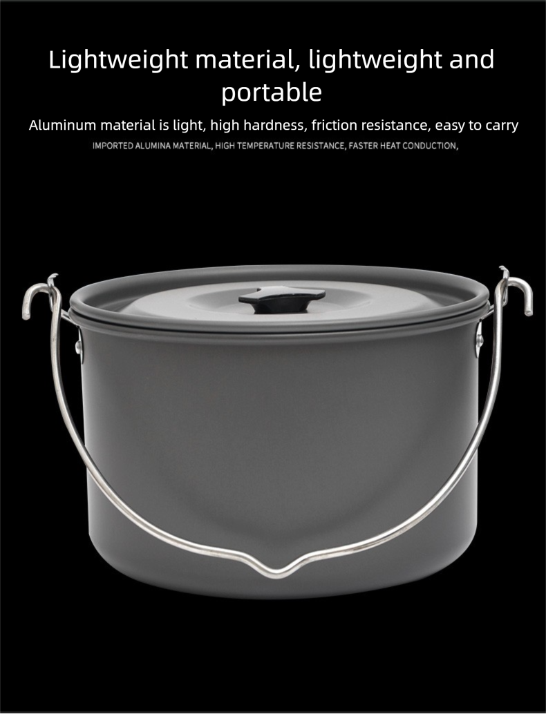 Set da campeggio per picnic all'aperto, singolo, in lega di alluminio, sospeso, per 5-8 persone, per cucinare in modo selvaggio, grande, pentola_voghion.com