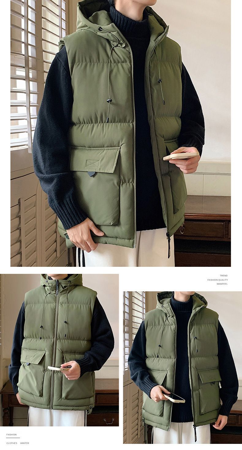 Chaleco acolchado unisex con capucha y forro polar - Chaleco acolchado estilo ropa de trabajo de invierno para hombre y mujer (varios colores y tallas)_voghion.com