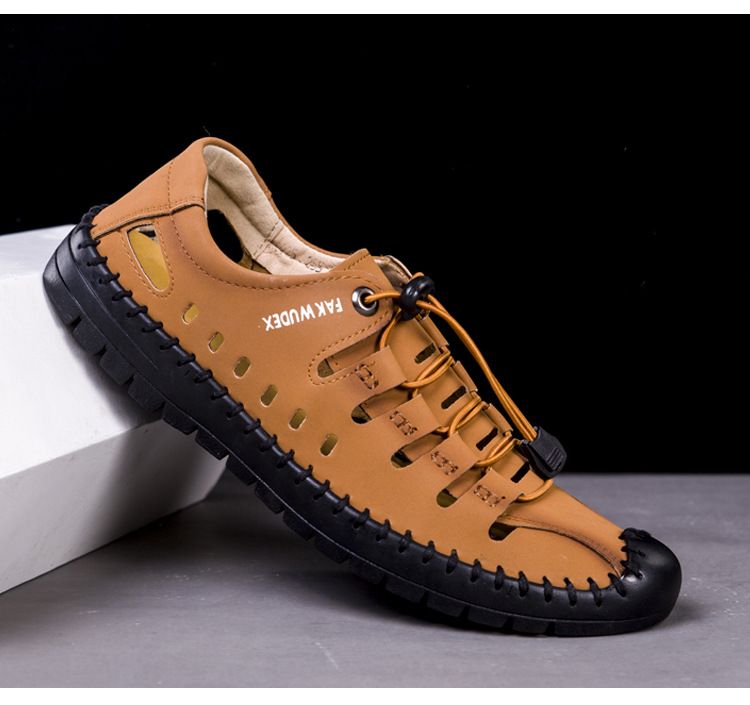 Sandali casual 2025 nuovi, suola morbida antiscivolo, traspiranti, scarpe da guida in pelle fresca da uomo_voghion.com