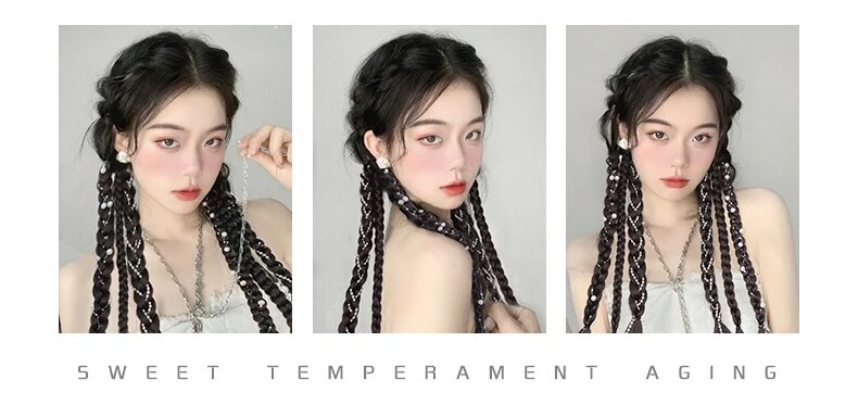 TALANG Trecce sintetiche da boxe Coda di cavallo per donna Elastico Twist Treccia Corda Elastico Accessori per capelli Resistente al calore_voghion.com