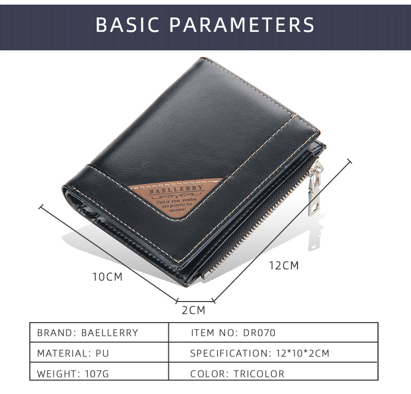 2022 High Quality Men's Wallet Fashion PU Leather Vertical Zipper Coin Purse Large Capacity Buckle Male Solid Color Card_voghion.com